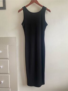 Semi-sheer Black Column Dress with Open Back
